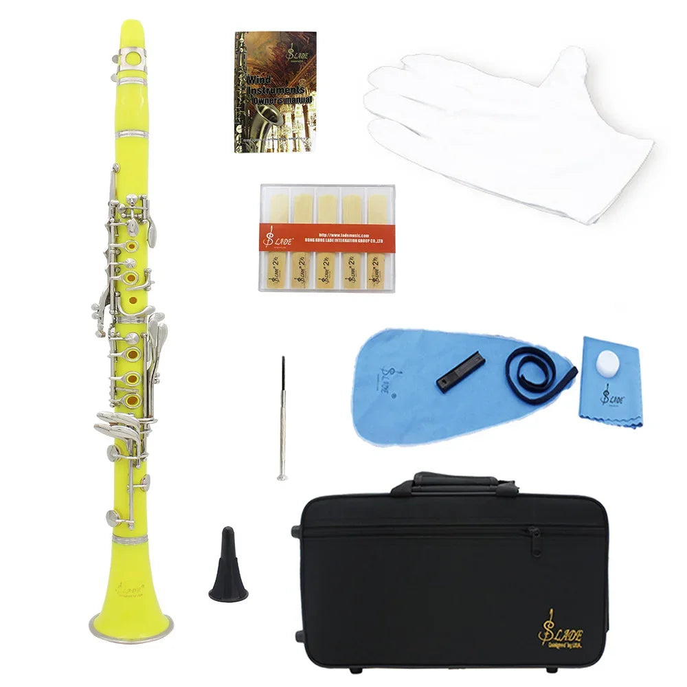 SLADE Bb 17 Keys Bakelite Clarinet &ndash; Includes Box Reed yellow