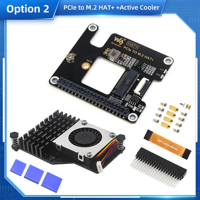 Raspberry Pi 5 PCIe to M.2 HAT &ndash; High Speed Expansion with Active Cooling HAT with Cooler