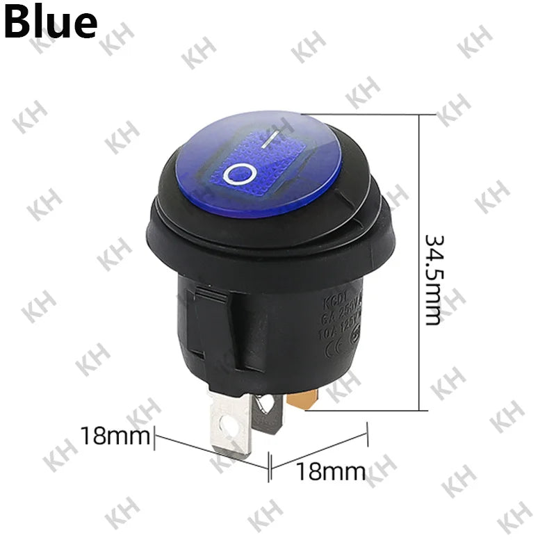 1Pcs On Off SPST Round Waterproof Boat LED Rocker Switch &ndash; Reliable Power Control Blue / LED DC 12V-24V