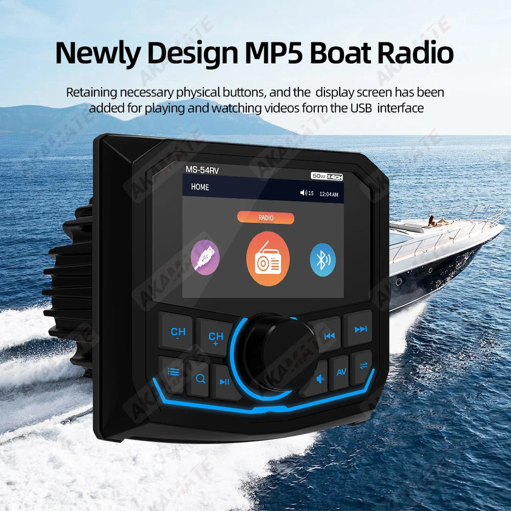 AKAMATE MS-54RV Boat Radio &ndash; Waterproof IPX5 Bluetooth