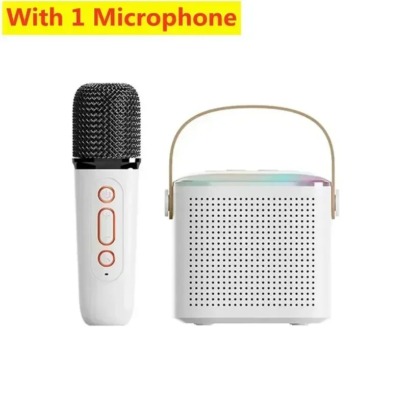 Y1 Bluetooth 5.3 Karaoke Machine &ndash; Dual Microphones White with 1 Mic