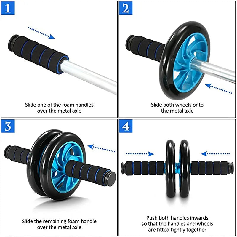 6-In-1 Thuis Fitness Kit Met AB Roller, Push Up Bars En Weerstandsbanden