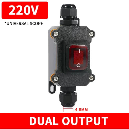 IP65 Waterproof Outdoor Rocker Switch with LED Indicator and Inline Cord