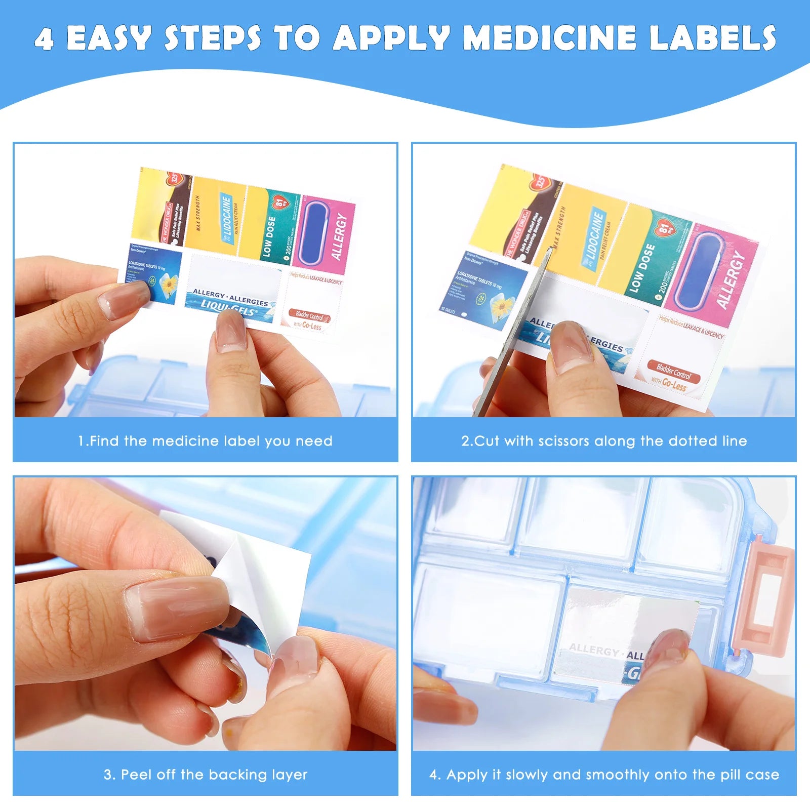 Pill Organizer 10 Compartments &ndash; Includes 175 Labels