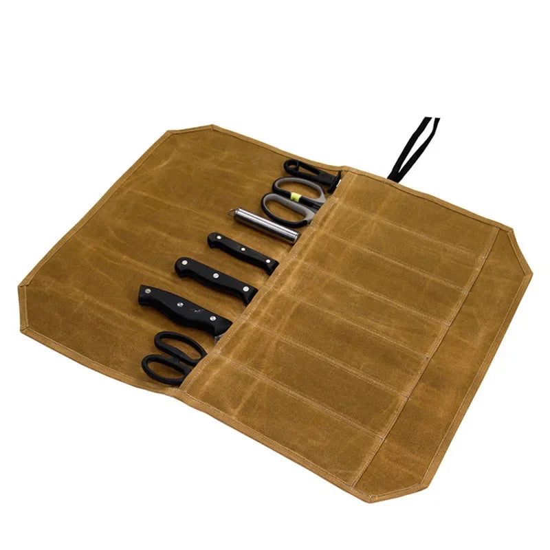 Canvas Portable Tool Roll Bag For Outdoor Use, Travel Tool Storage
