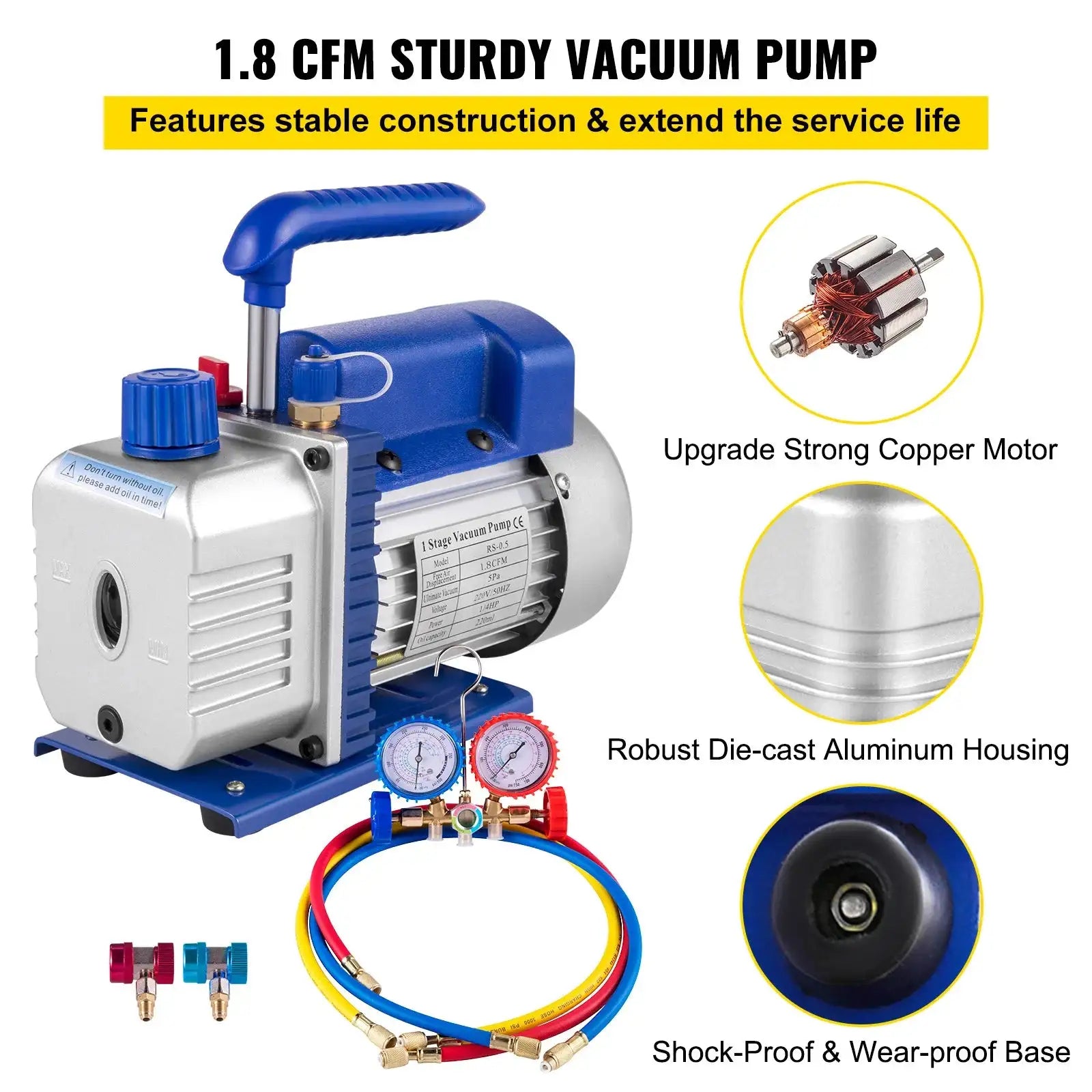1.8 CFM 4.8 CFM Vacuum Pump Kits &ndash; HVAC Gauge