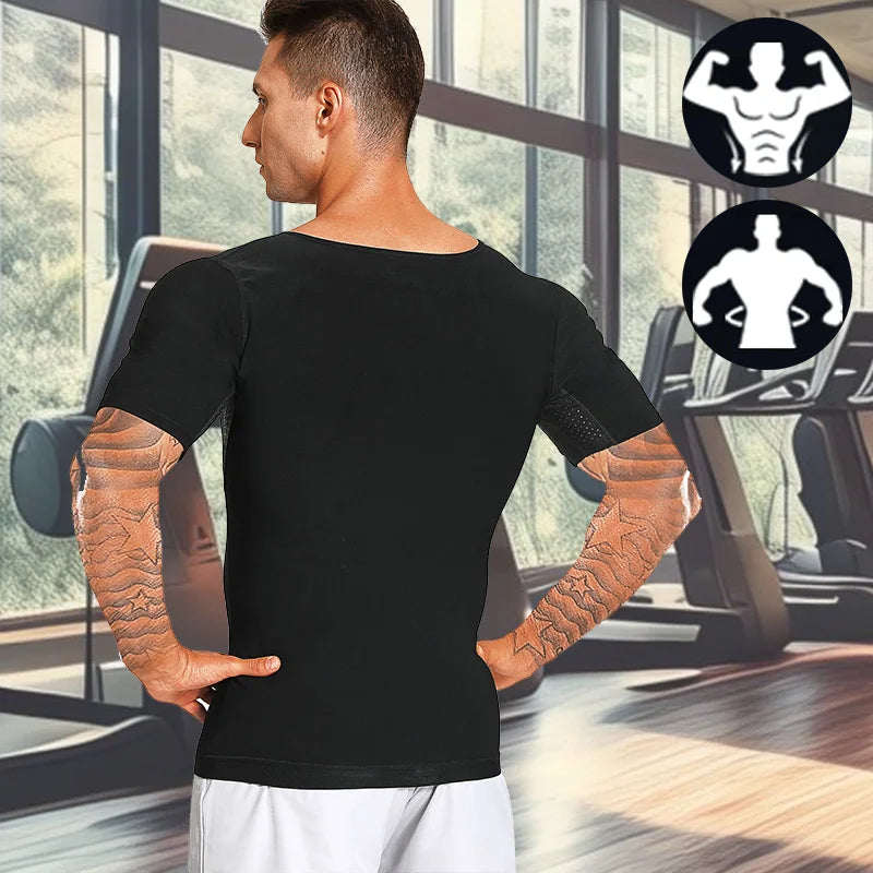 Men Short Sleeve Sauna Shirt &ndash; Breathable Heat Trapping
