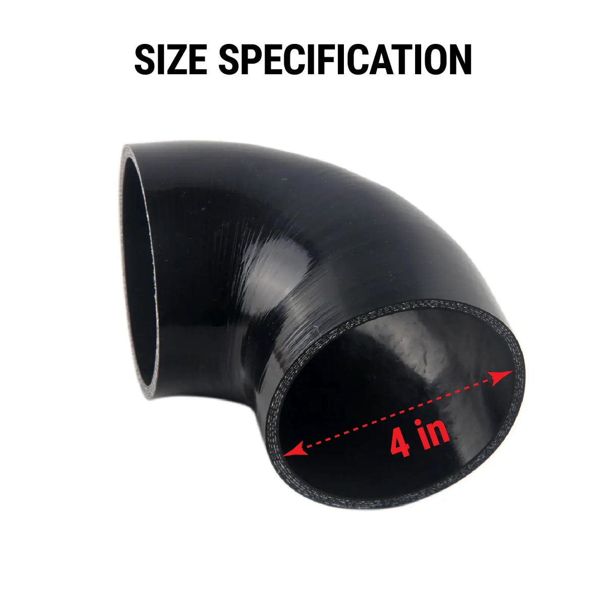 PIKBUK Silicone Elbow Silicone Hose Turbo Coupler Intake Pipe 4" Inch 102mm 90 Degree Black by InterCyprus Trading Ltd