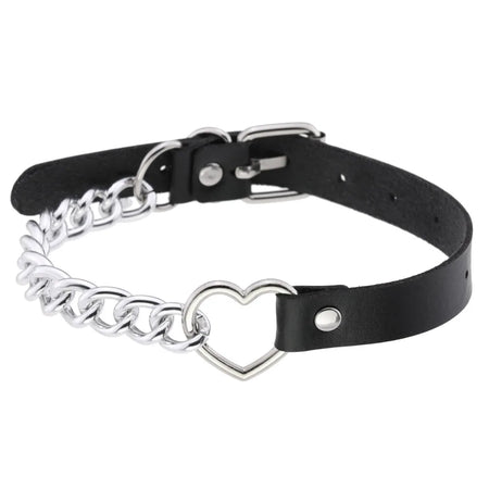 Punk Spike Rivet Leather Choker with Pentagram Pendant for Women W4614