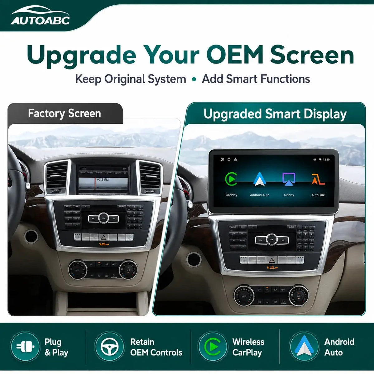 12.3'' Multimedia Touch Screen Radio Wireless Carplay Android Auto for Mercedes Benz ML ML350 W166 GL X166 2012-2015 with BT GPS by InterCyprus Trading Ltd