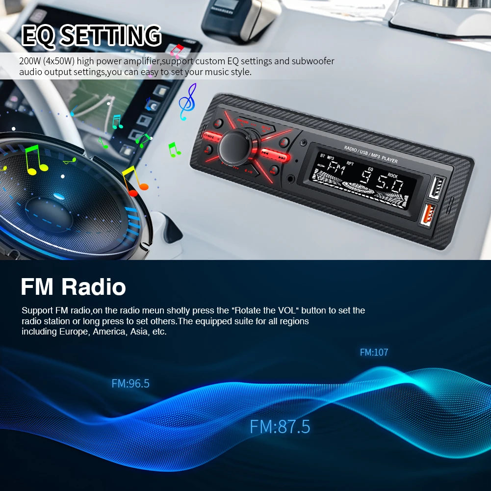 1 Din Car Radio Multimedia MP3 Player - Bluetooth Charging