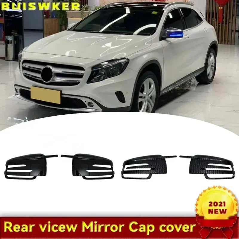 Side Mirror Cap Covers For Mercedes Benz W176 W246 W212 W204 C117 X156 X204 W221 C218 A B C E S CLA GLA GLK Class Black Replace by InterCyprus Trading Ltd