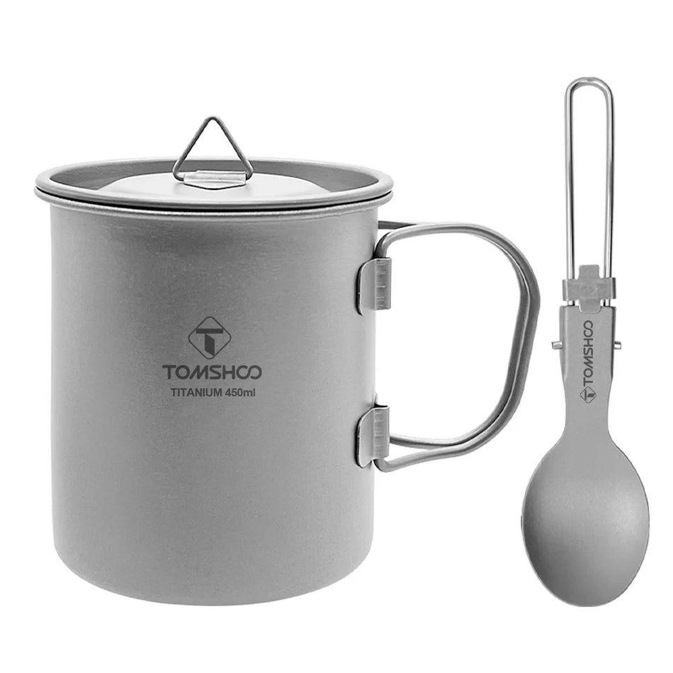 Travel Mug With Spoon Pure Ti Folding Handle &ndash; Lightweight
