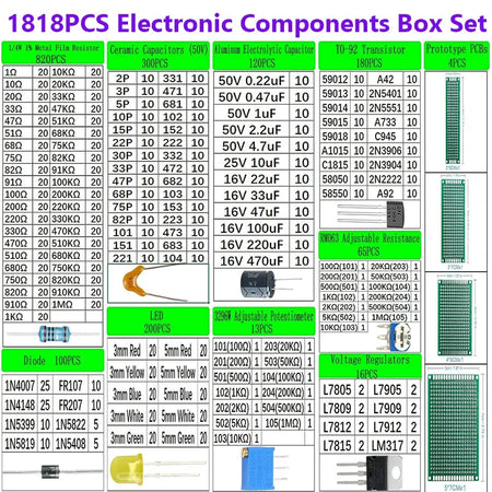 1818pcs Electronic Components DIY Kit &ndash; Comprehensive Versatility for Electronics Projects