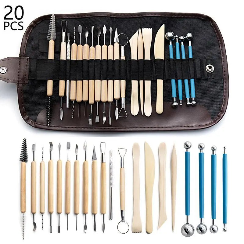 Comprehensive 61-Piece Ceramic Sculpture &amp; Pottery Tool Set 20pcs