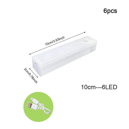Motion Sensor Night Light 6 Pack - Type C Rechargeable Warm Light / 10cm