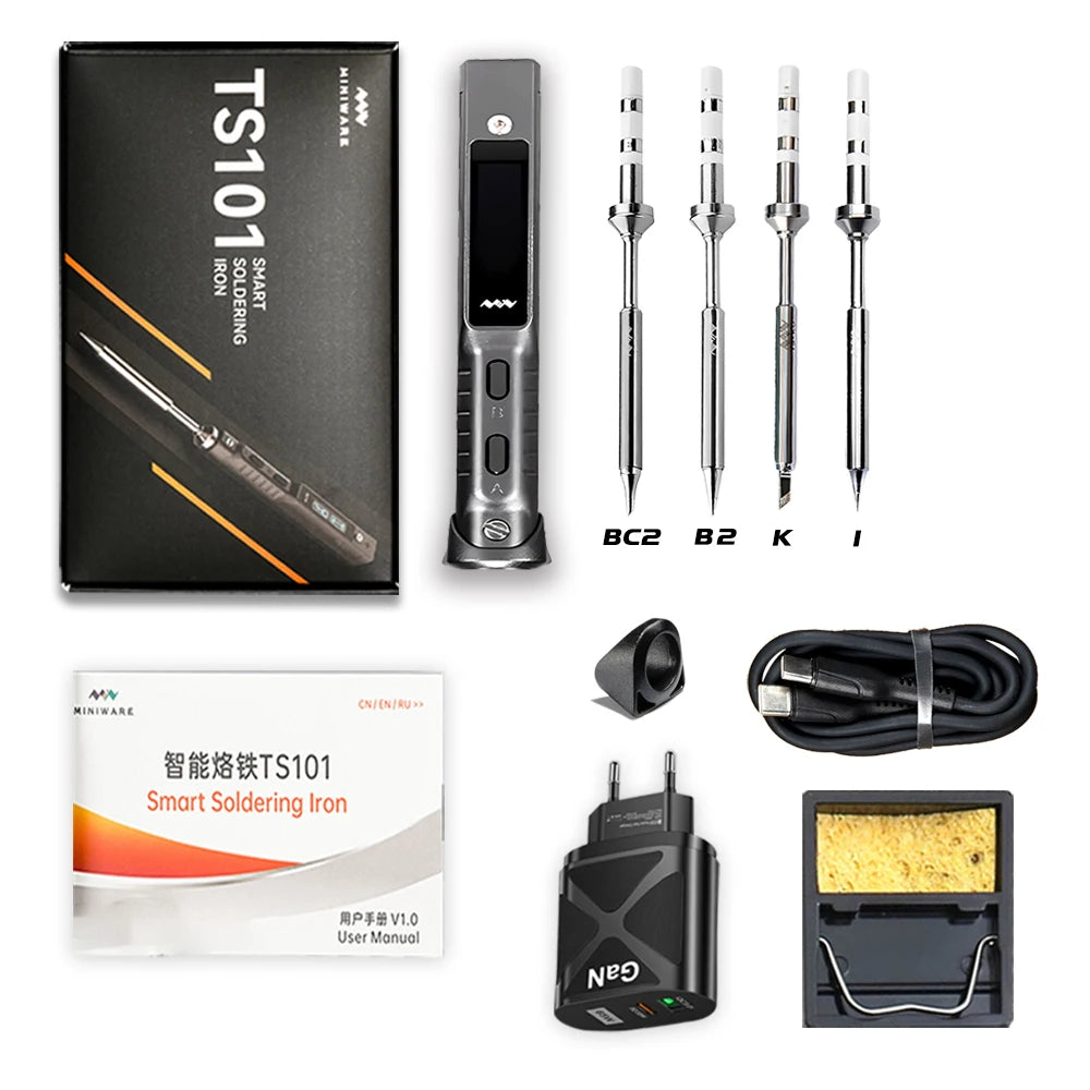 Mini Original TS101 Soldering Iron &ndash; Adjustable Temperature 4Tips Set / UK Plug