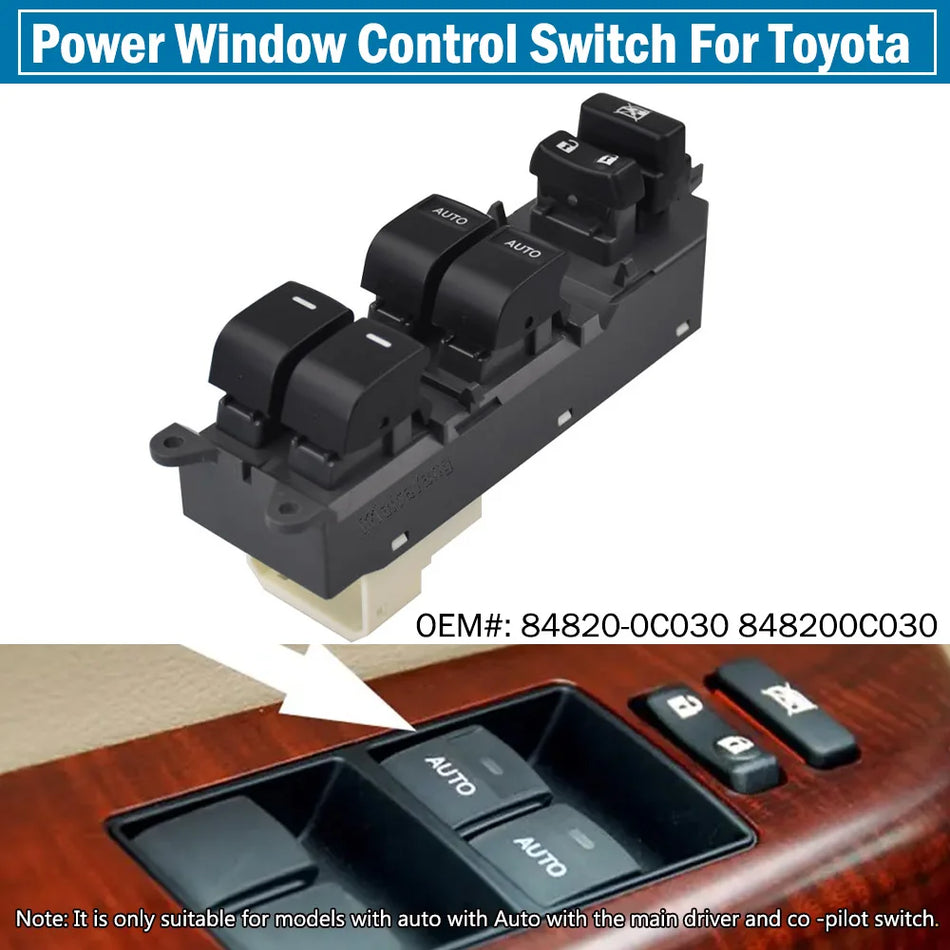 Interruptor de Ventana Eléctrica ABS Lado Izquierdo Frontal para Toyota Sequoia Tundra 84820-0C030