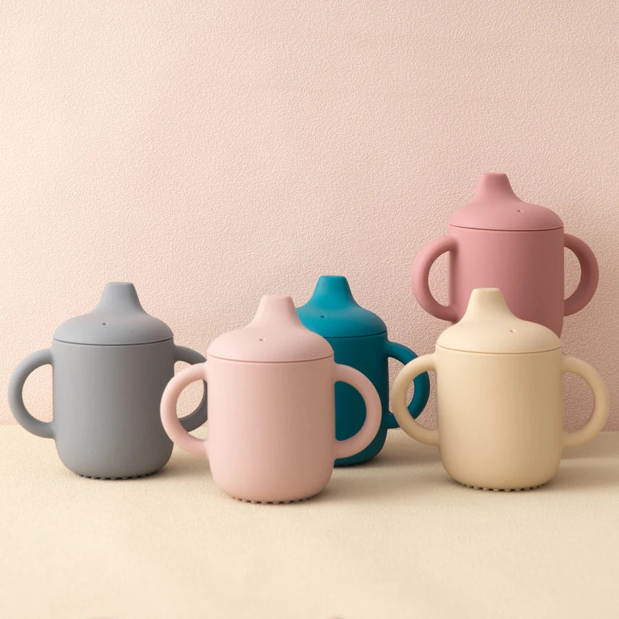 NoEnName_Null Baby Silicone Straw Cup with Two Lids, BPA Free &ndash;