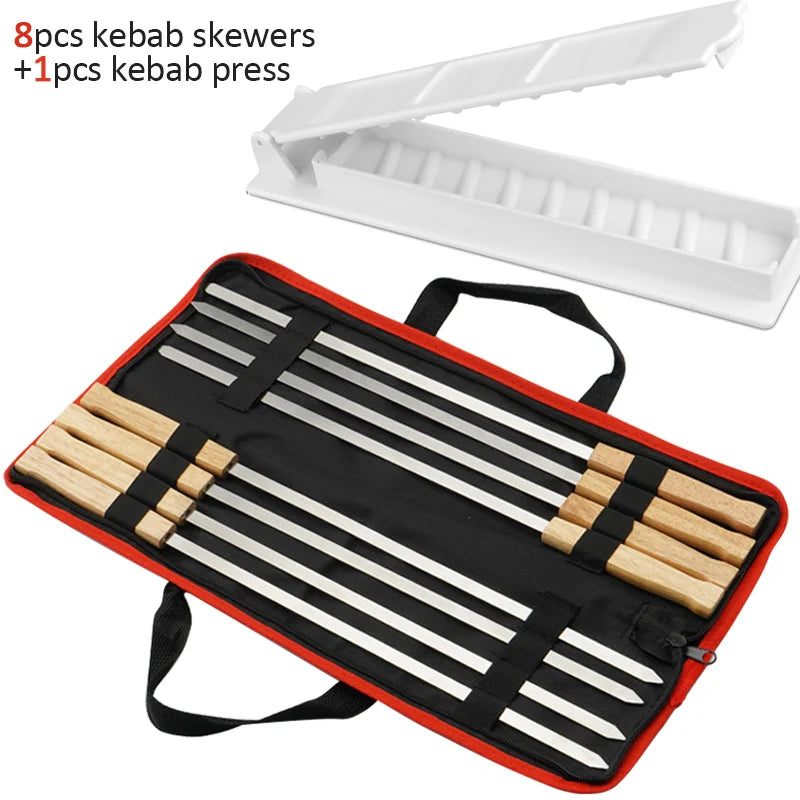 Premium Stainless Steel BBQ Skewers - Perfect for Shish Kebab and Grilling 8pcs with too-44.2cm