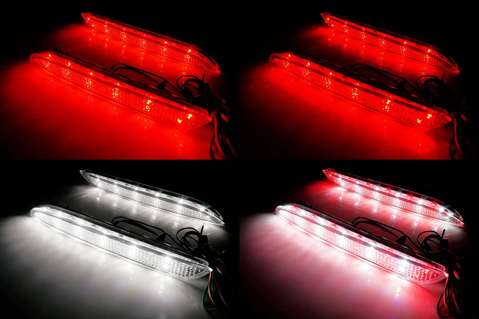 Luci Riflettore Paraurti Posteriore per Honda CR-V 2X LED con Obiettivo Trasparente 12V 24 SMD LEDs