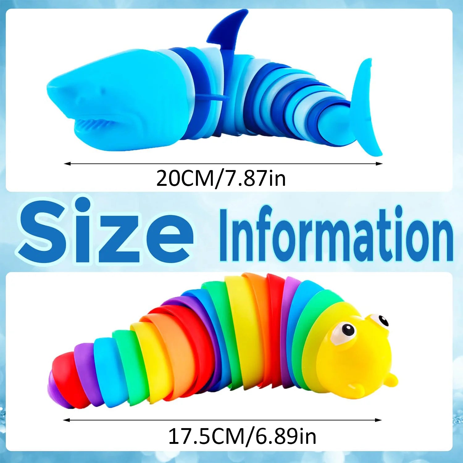 Stress Relief Fidget Slug Toy Set - 2 Pieces for Sensory Play and Focus (Random Color)