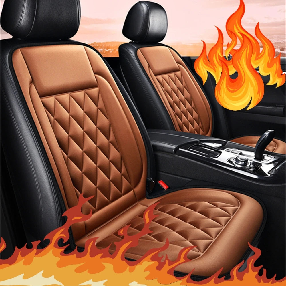 Winter Heated Car Seat Cushion - 2PC 12V Universal Mat for Comfort and Warmth