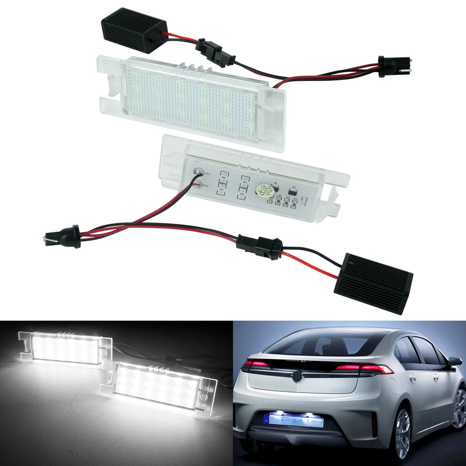 License Plate Lights for Opel Models Astra H J, Corsa C D, Insignia, Meriva CANBUS LED 6000K 18SMD