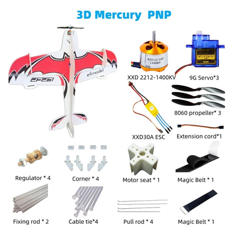 NoEnName_Null 3D Mercury Magic Board RC Aircraft - Beginner Friendly Fixed Wing Plane PNP Red and white