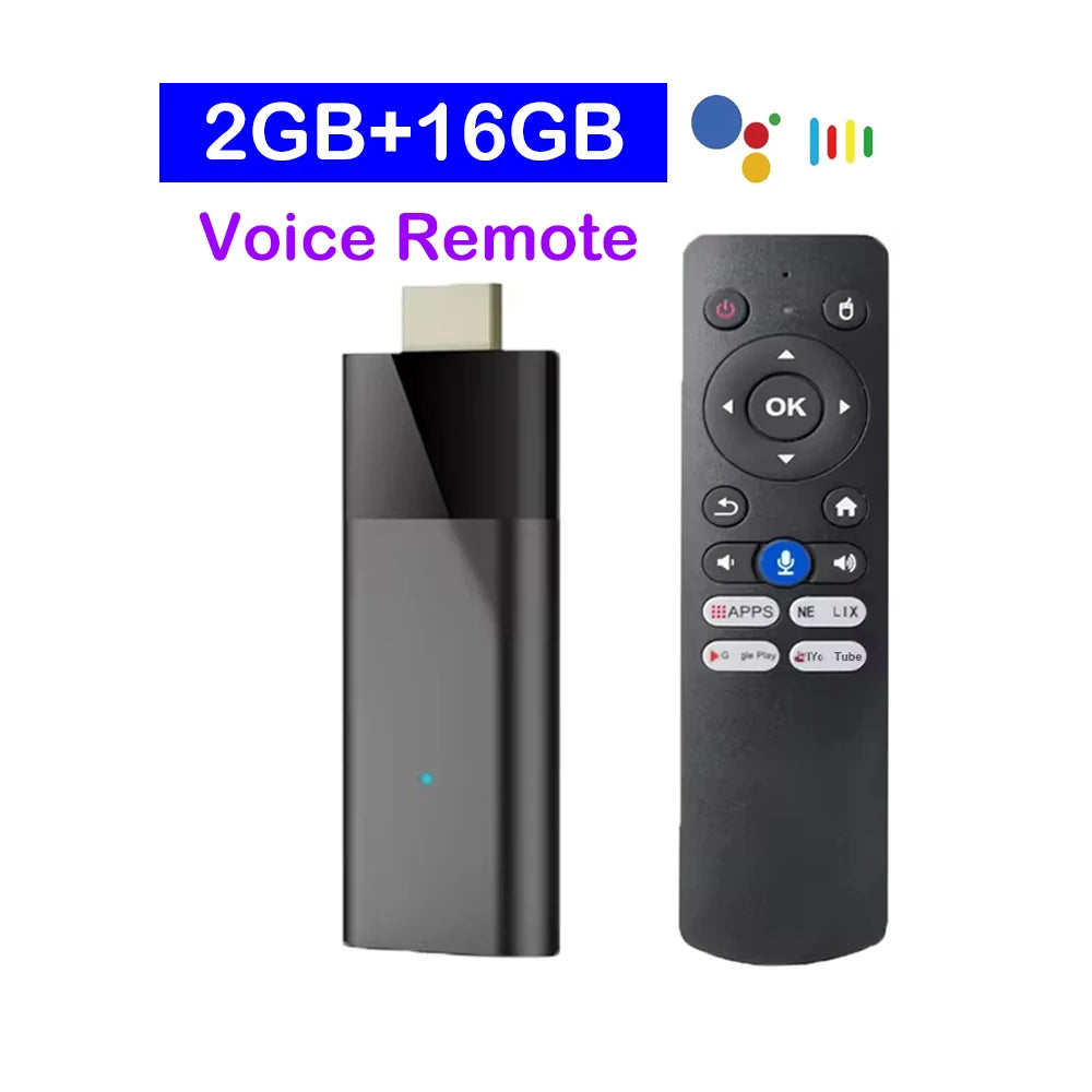 Q12 ATV Mini TV Stick - Smart Android 14 Streaming Media Player with 8K Resolution and Dual Wifi 2G 16G Voice Remote