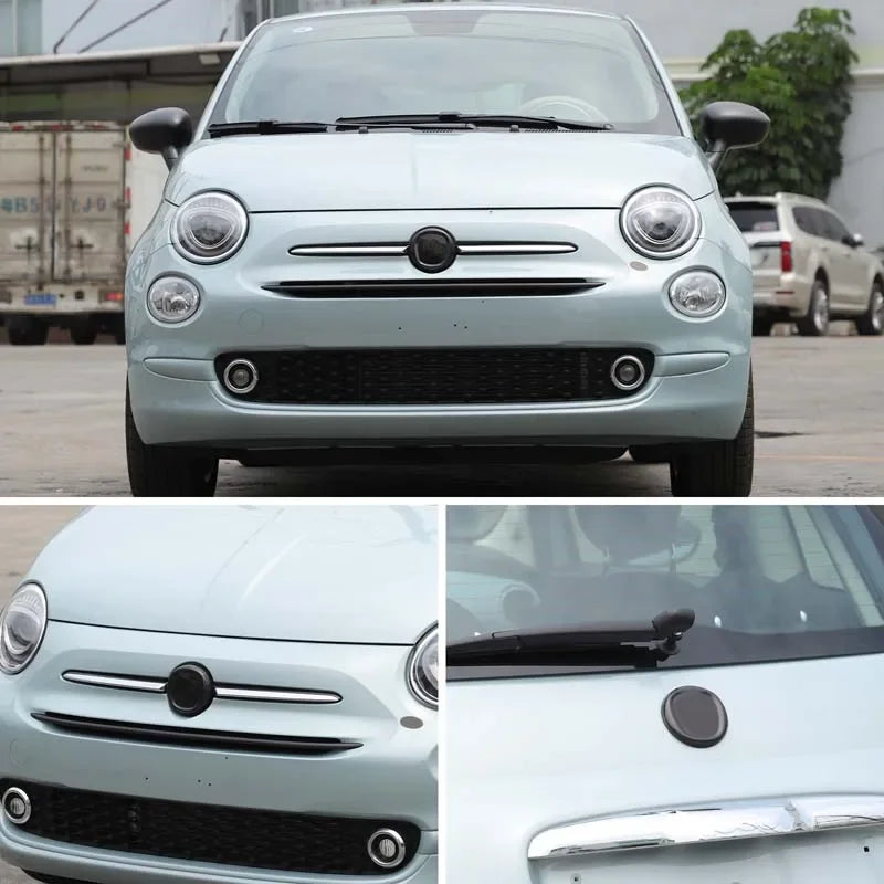 Czarna naklejka z logo Fiat 500 z ABS, zestaw 2 sztuk na przód i tył