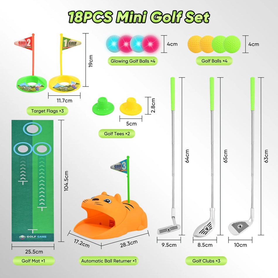 Dětská mini golfová tréninková sada 18 kusů s retractable holemi