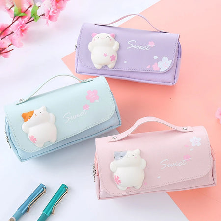 JETTING Cute Cat Double Layer Pencil Case