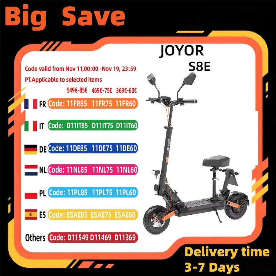 Joyor S8E Ηλεκτρικό Σκούτερ Με 800W Μοτέρ, 48V Μπαταρία, 10-Ιντσες Ελαστικά