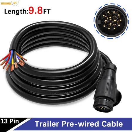 13 Pin Trailer Wiring Harness Pre-Wired Euro Plug Cable For Caravan Trailer Camper Van 3 Meters Extension by InterCyprus Trading Ltd