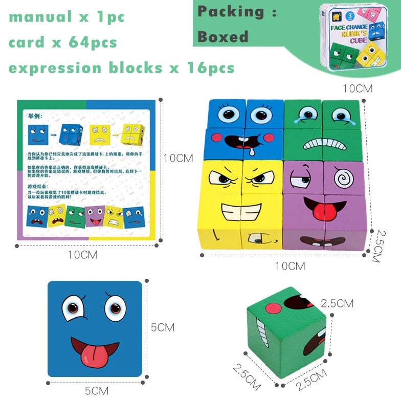 BZS00120 &ndash; Educational Wooden Face Changing Blocks for Kids NB20C1