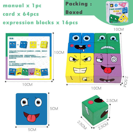 BZS00120 &ndash; Educational Wooden Face Changing Blocks for Kids NB20C1