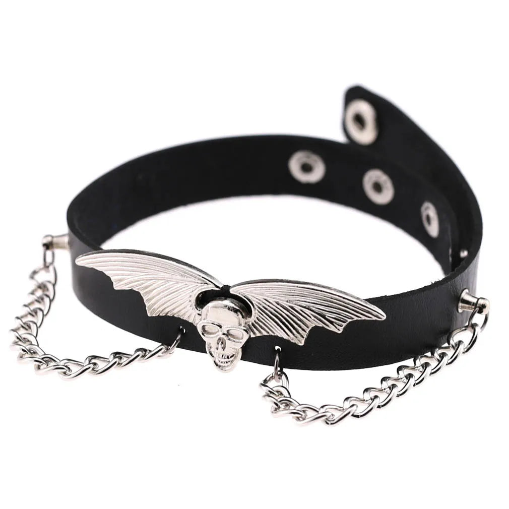 Punk Spike Rivet Leather Choker with Pentagram Pendant for Women
