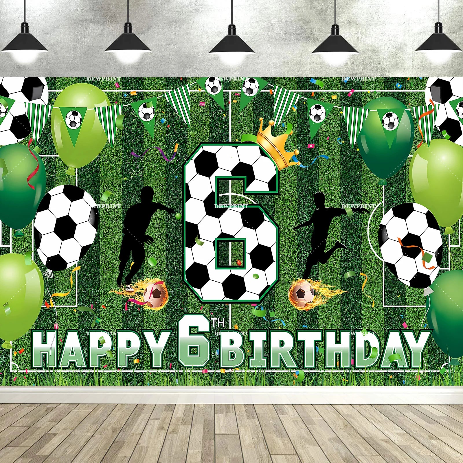 Soccer Happy 6-12th Birthday Banner &ndash; Large Football Decor DEWY1296 / Polyester 100x70cm / CHINA
