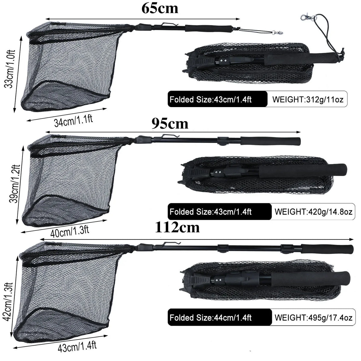 Sougayilang Folding Telescopic Fishing Landing Net - 65-112cm