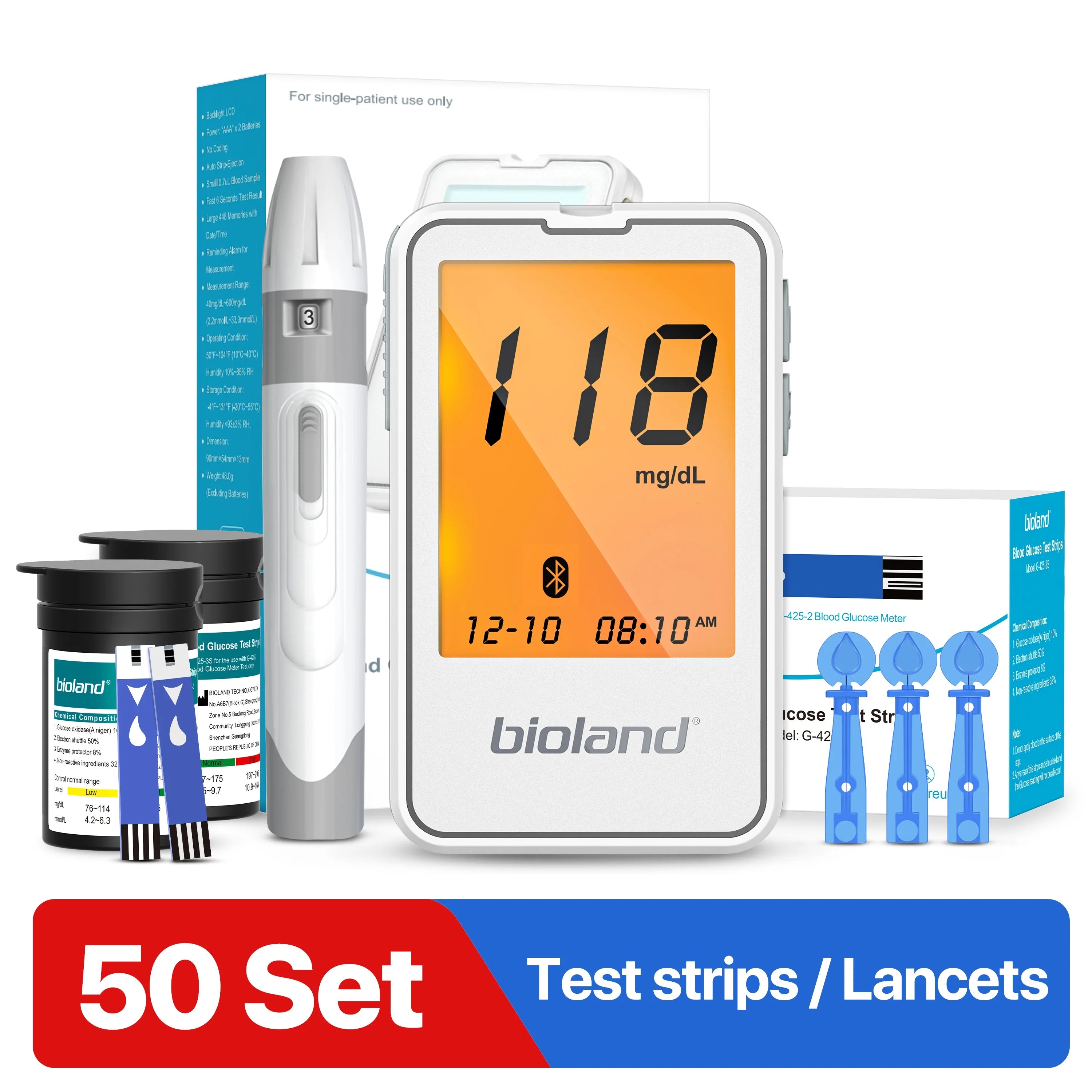 G-427B Glucometer &ndash; Bluetooth Portable Blood Sugar Monitor G-427B-50suit / CHINA