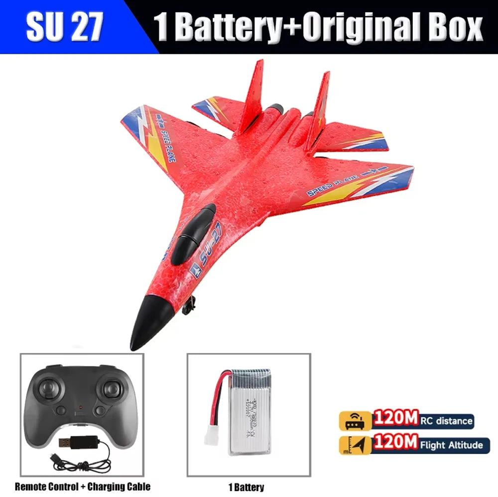 F22 RC Plane SU27 2.4G EPP Foam Glider &ndash; LED Lighting SU27 Red