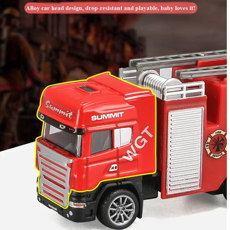 Alloy Fire Truck 1/64 Diecast Ladder Truck &ndash; Realistic Look