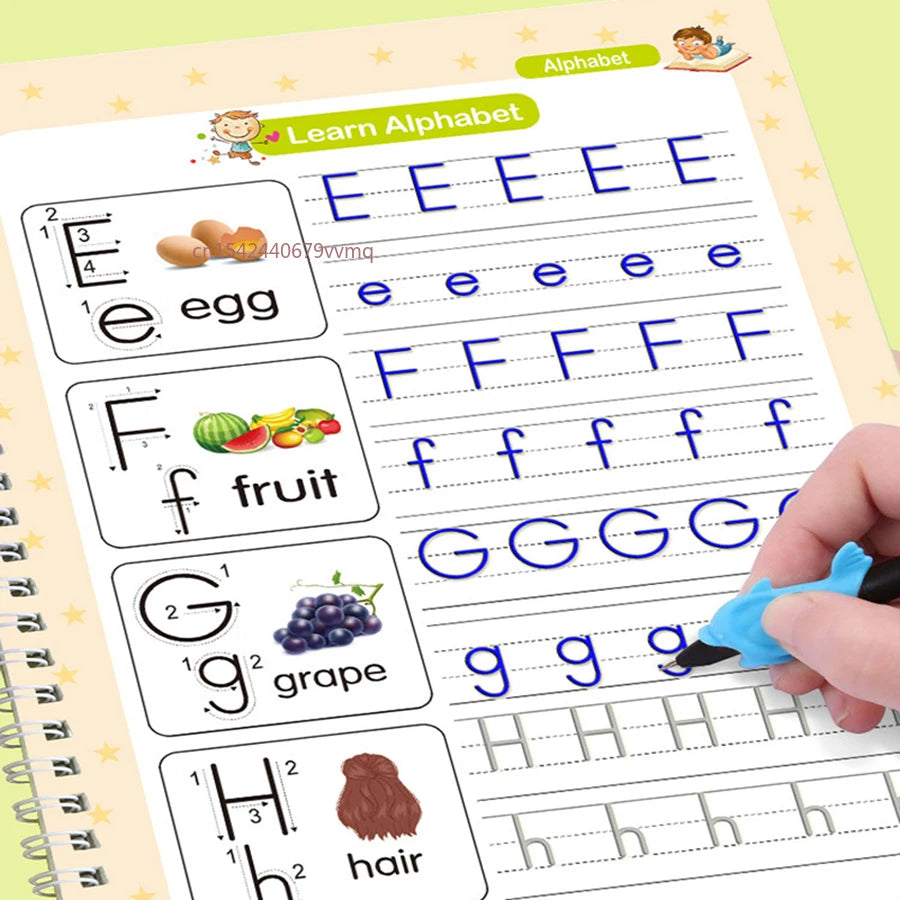 Reusable English Learning Calligraphy Book for Kids - Practice Writing, Drawing, and Numbers Education Toy