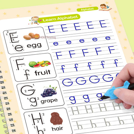 Reusable English Learning Calligraphy Book for Kids - Practice Writing, Drawing, and Numbers Education Toy