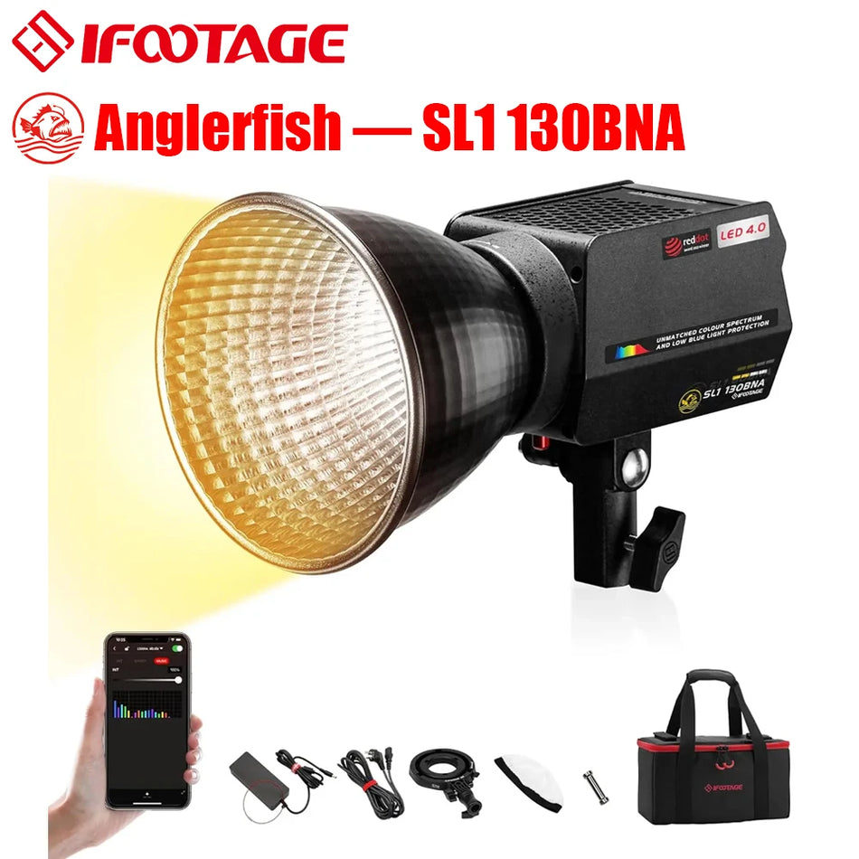 IFOOTAGE SL1 130BNA Bi-Color LED Video Light &ndash; 97 CRI Pro With Bag / UK / CHINA
