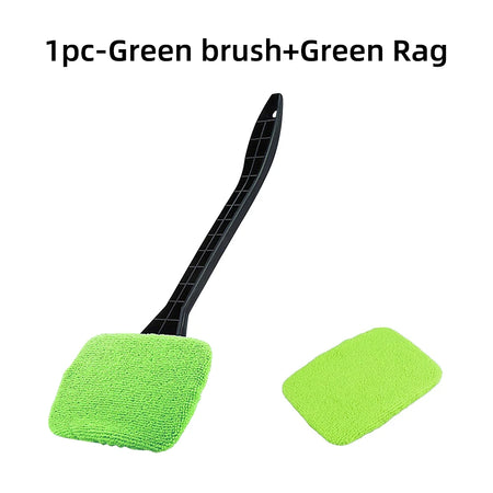 Brangdy Microfiber Car Window Cleaner Brush Kit 1 Set-Green