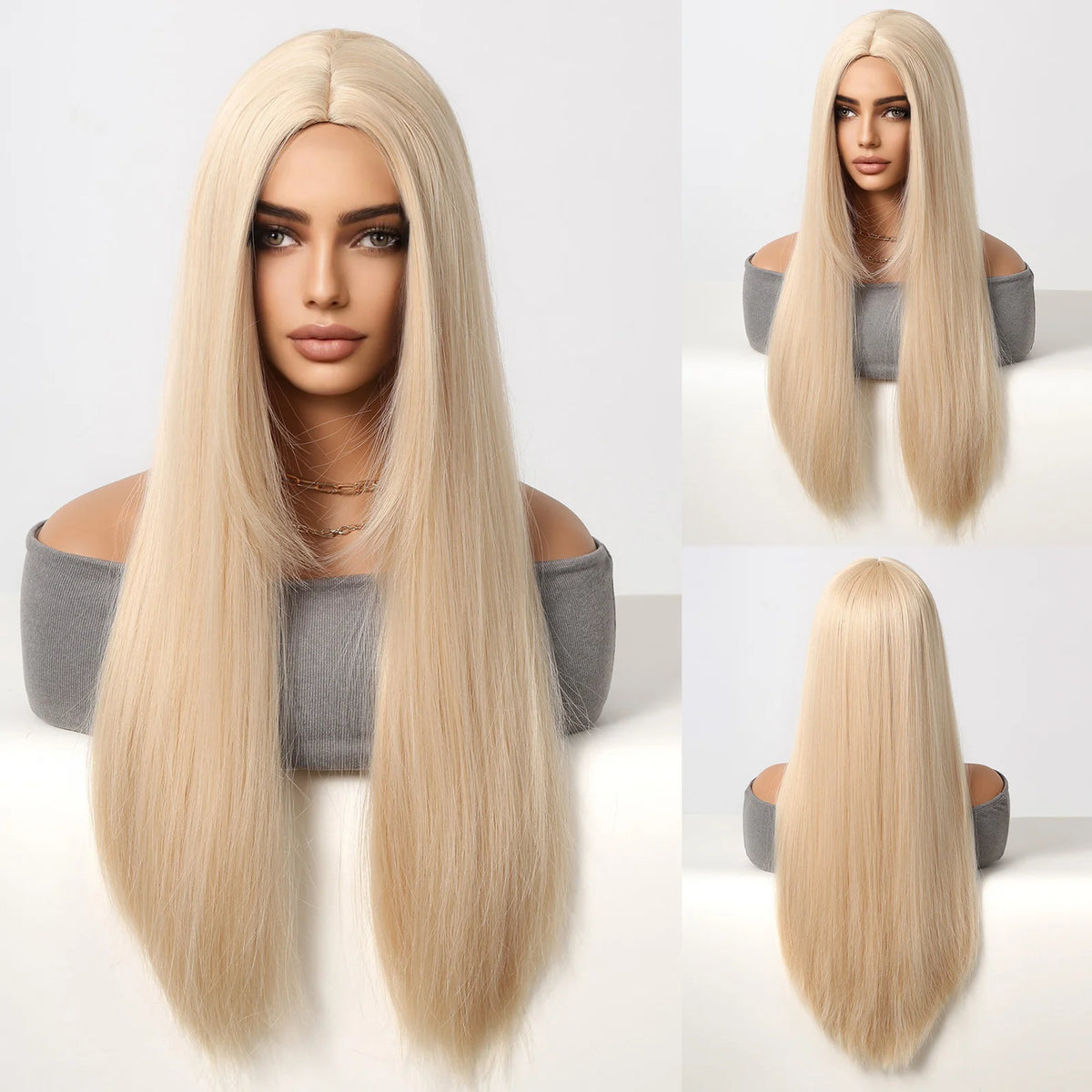 LOUIS FERRE Long Straight Red Brown Copper Synthetic Wig for Daily Use WL1210-1