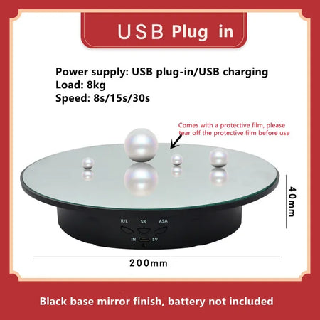 360-Degree Electric Swivelling Display Turntable with 3 Speed Settings Black mirror / CHINA