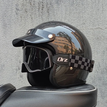 ORZ Carbon Fiber Retro Open Face Helmet &ndash; Ultra Lightweight